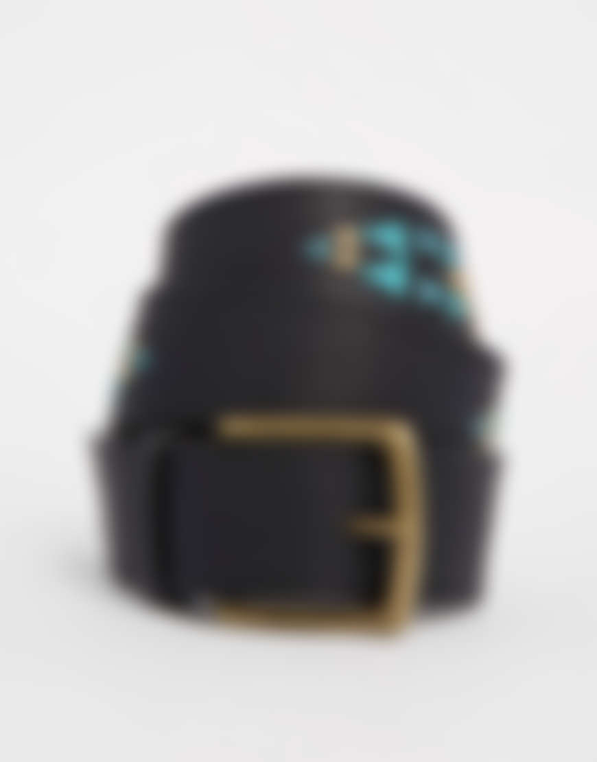 Glamorous Black Belt with Embroidery